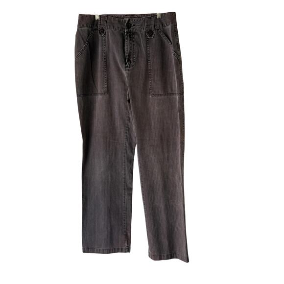 St Johns Bay Pants Vintage Womens 8 Brown Straight Leg Button Tab Pockets Casual - Picture 2 of 10